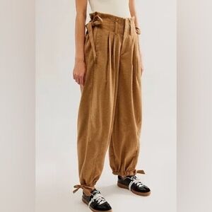 Free People Tan Tie-Waist Pants